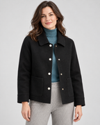 Women's Wool Blend Jacket with Collar and Button Front