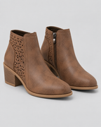 Women's Comfort Ankle Boots with Block Heel and Side Zip