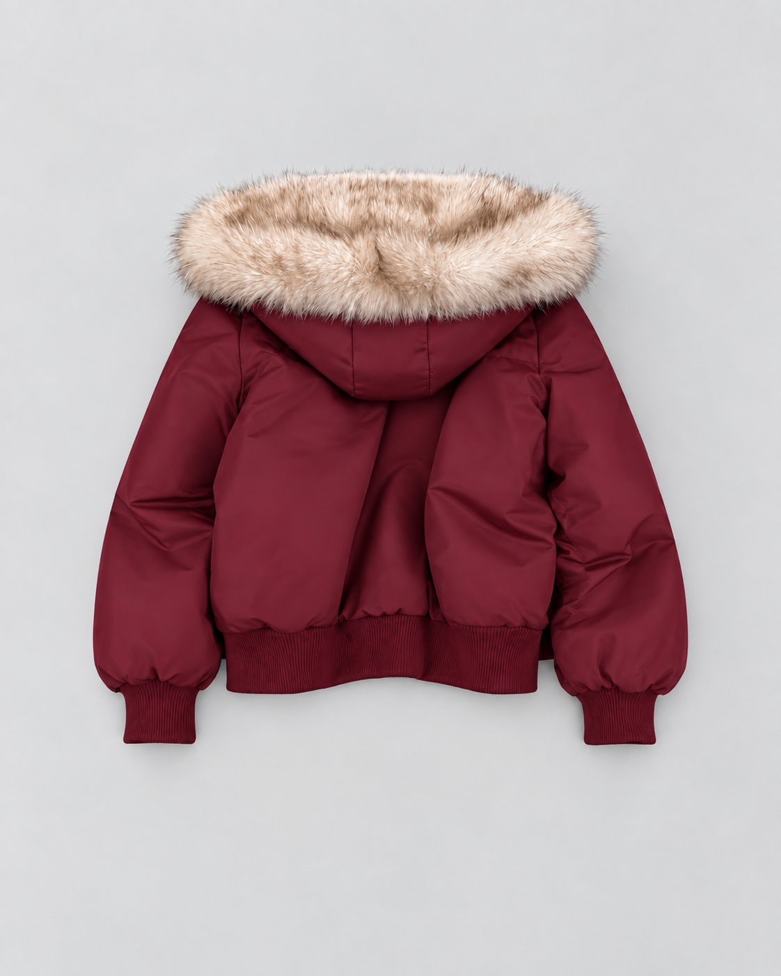 Women's Faux Fur Lined Bomber Jacket with Hood and Zip Front