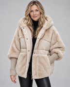 Women's Oversized Padded Hooded Coat with Faux Fur Panels
