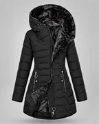 Women's Fleece Lined Hooded Puffer Coat with Mid Length