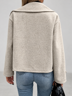 Women's Oversized Double Breasted Short Coat with Lapel Collar