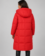 Women's Mid Length Hooded Puffer Coat with Zip Front and Pockets