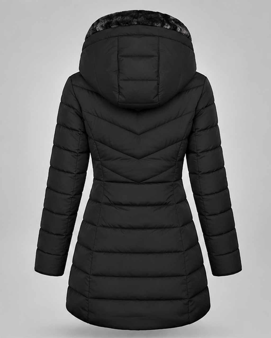 Women's Fleece Lined Hooded Puffer Coat with Mid Length