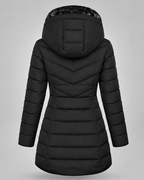 Women's Fleece Lined Hooded Puffer Coat with Mid Length