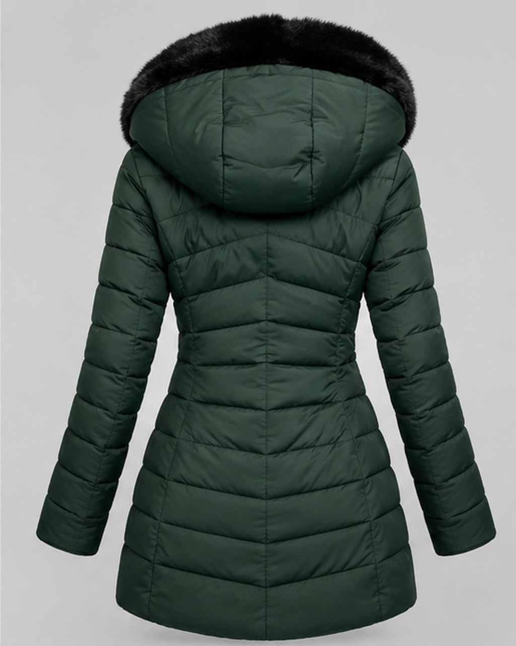 Women's Fleece Lined Hooded Puffer Coat with Mid Length
