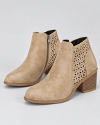 Women's Comfort Ankle Boots with Block Heel and Side Zip