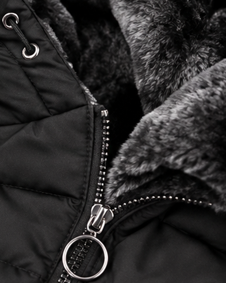 Women's Fleece Lined Hooded Puffer Coat with Mid Length