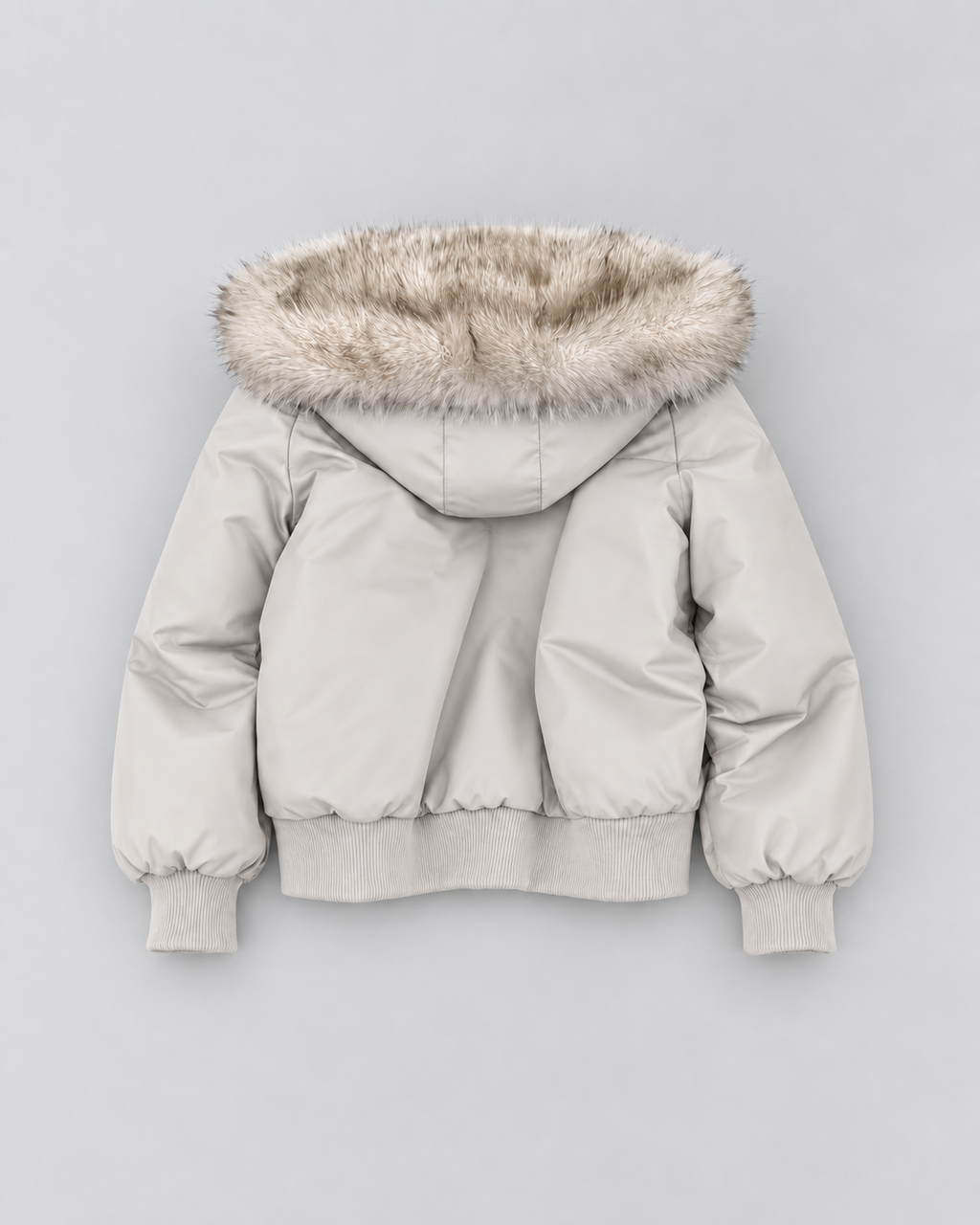 Women's Faux Fur Lined Bomber Jacket with Hood and Zip Front
