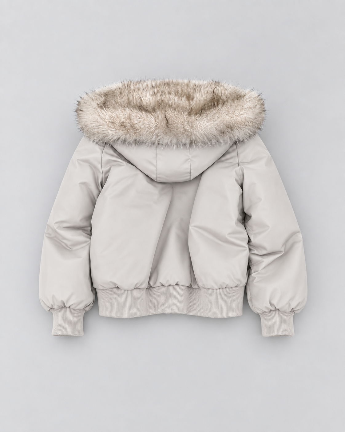 Women's Faux Fur Lined Bomber Jacket with Hood and Zip Front