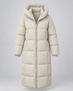 Women's Mid Length Hooded Puffer Coat with Zip Front and Pockets