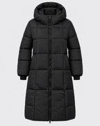 Women's Mid Length Hooded Puffer Coat with Zip Front and Pockets