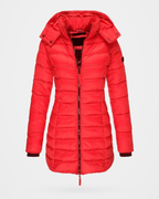 Women's Puffer Coat with Detachable Hood and Zip Front