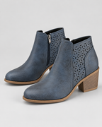 Women's Comfort Ankle Boots with Block Heel and Side Zip