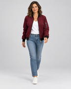 Women's Bomber Jacket with Zip Front and Ribbed Cuffs