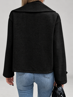 Women's Oversized Double Breasted Short Coat with Lapel Collar