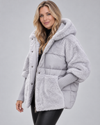 Women's Oversized Padded Hooded Coat with Faux Fur Panels