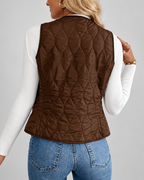 Women's Quilted Gilet with Fleece Lining and Button Front