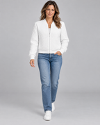 Women's Textured Knit Bomber Jacket with Zip Front and Ribbed Trim