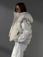 Women's Hooded Puffer Gilet with Zip Front and Pockets