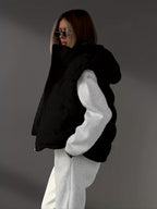 Women's Hooded Puffer Gilet with Zip Front and Pockets