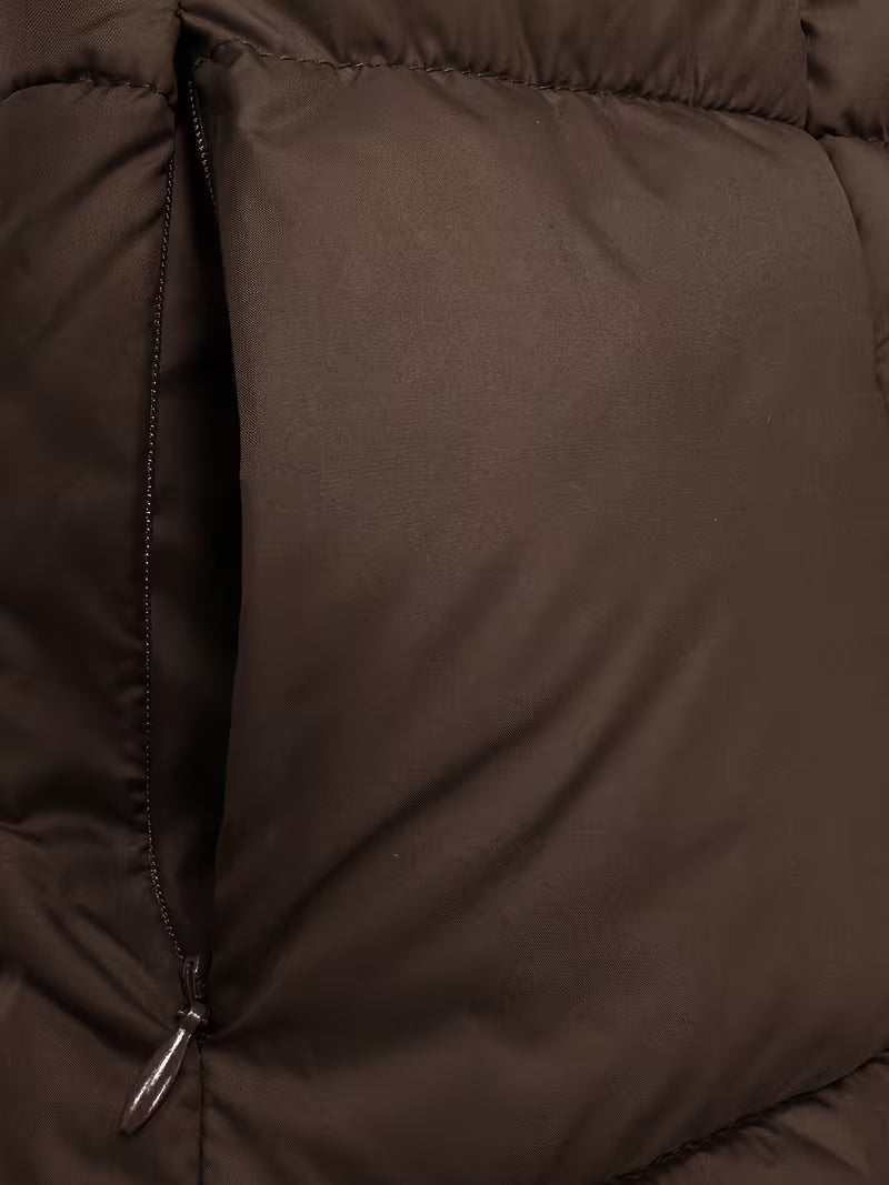 Women's Mid Length Hooded Puffer Coat with Zip Front and Pockets