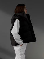 Women's Hooded Puffer Gilet with Zip Front and Pockets