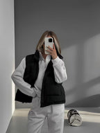Women's Hooded Puffer Gilet with Zip Front and Pockets