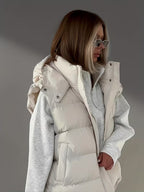Women's Hooded Puffer Gilet with Zip Front and Pockets