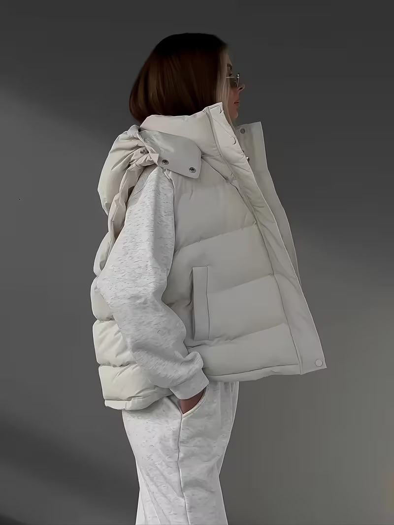 Women's Hooded Puffer Gilet with Zip Front and Pockets