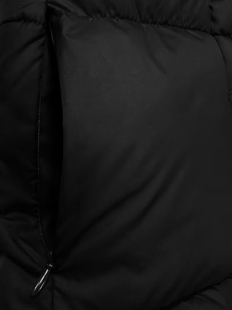 Women's Mid Length Hooded Puffer Coat with Zip Front and Pockets