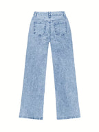 Women's High-Waisted Wide Leg Jeans with Light Wash