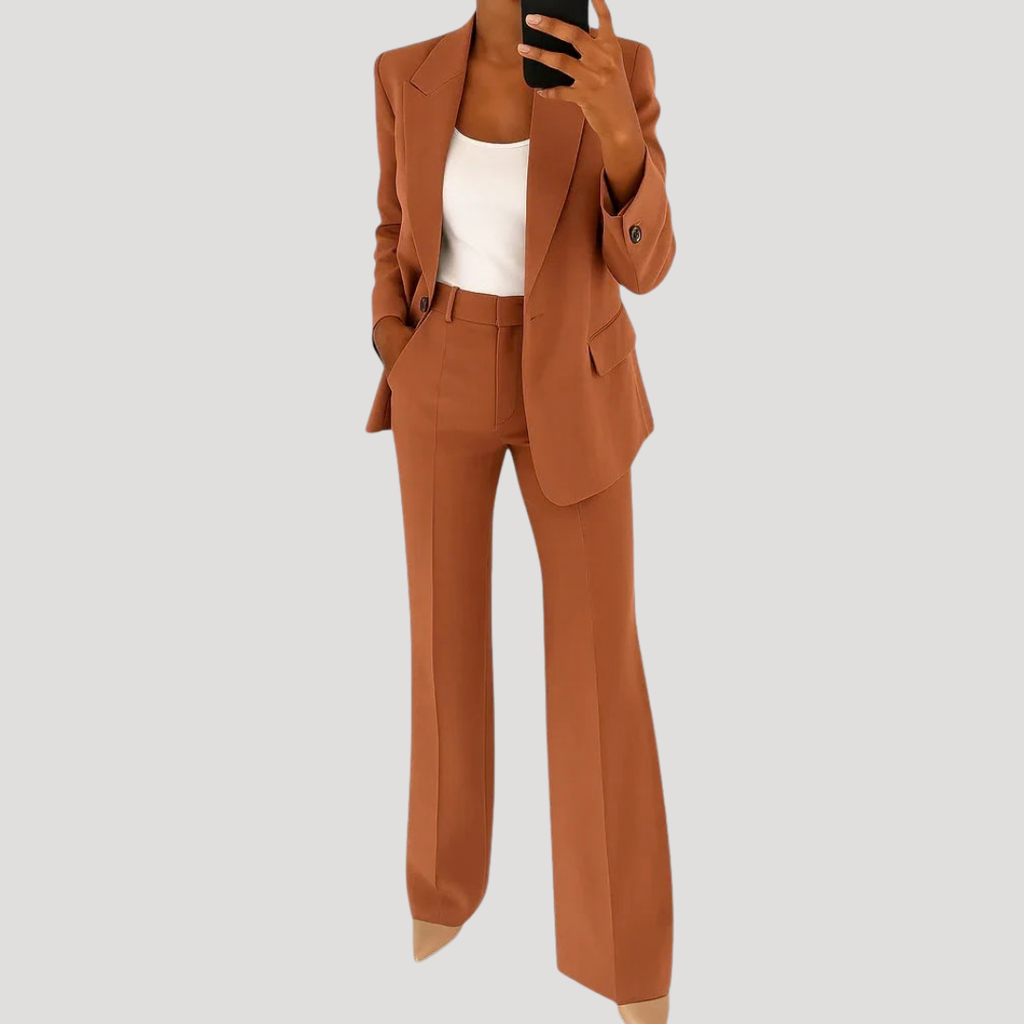 Women's Tailored Two-Piece Blazer and Trousers Suit Set 4