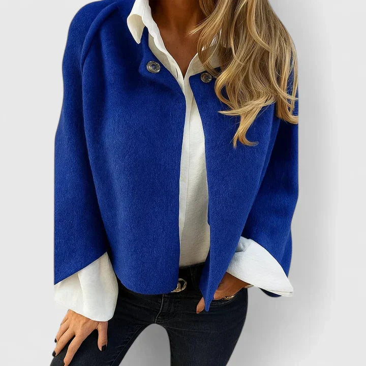 Women's Cropped Knit Jacket | Button Front with Wide Sleeves