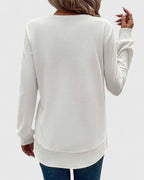 Women's Ribbed Knit Long Sleeve Top with Round Neck
