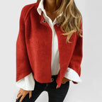 Women's Cropped Knit Jacket | Button Front with Wide Sleeves