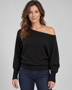 Women's Off-Shoulder Knit Jumper with Asymmetric Hem