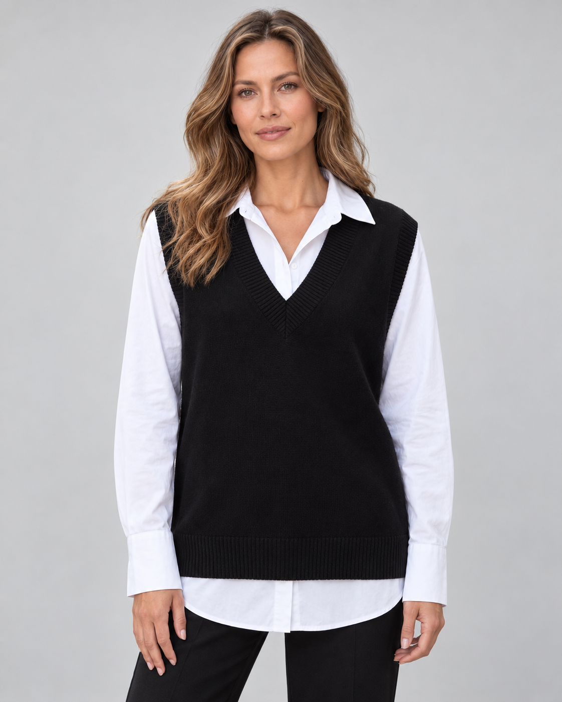 Women's V Neck Sleeveless Knit Sweater