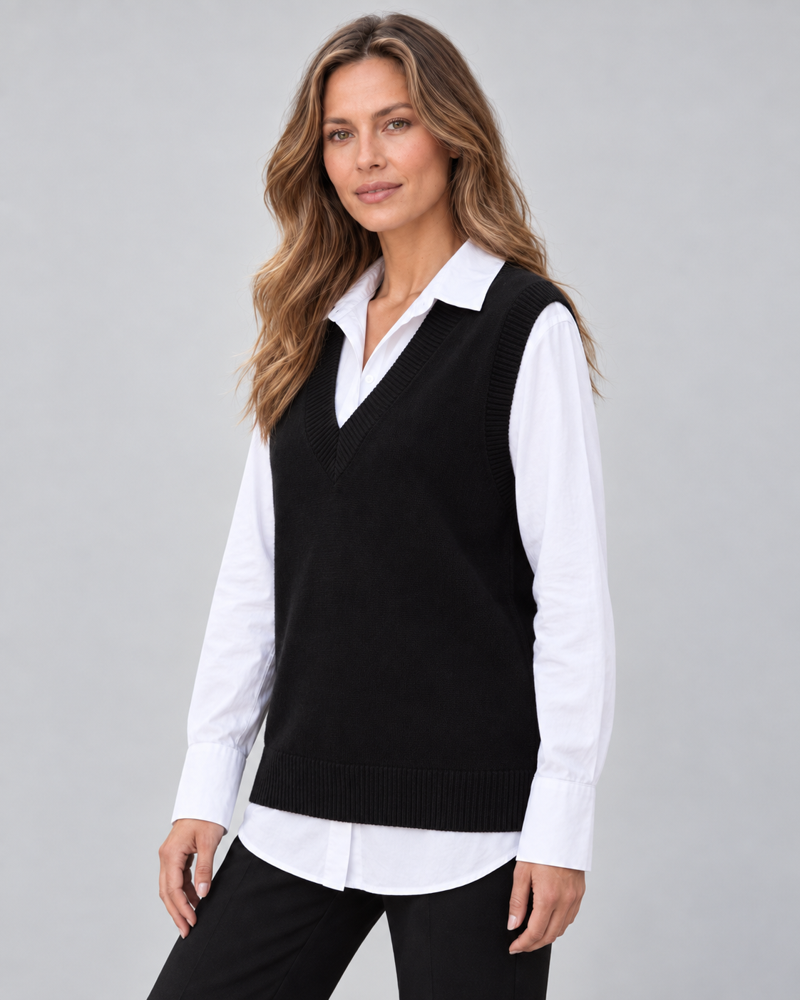 Women's V Neck Sleeveless Knit Sweater