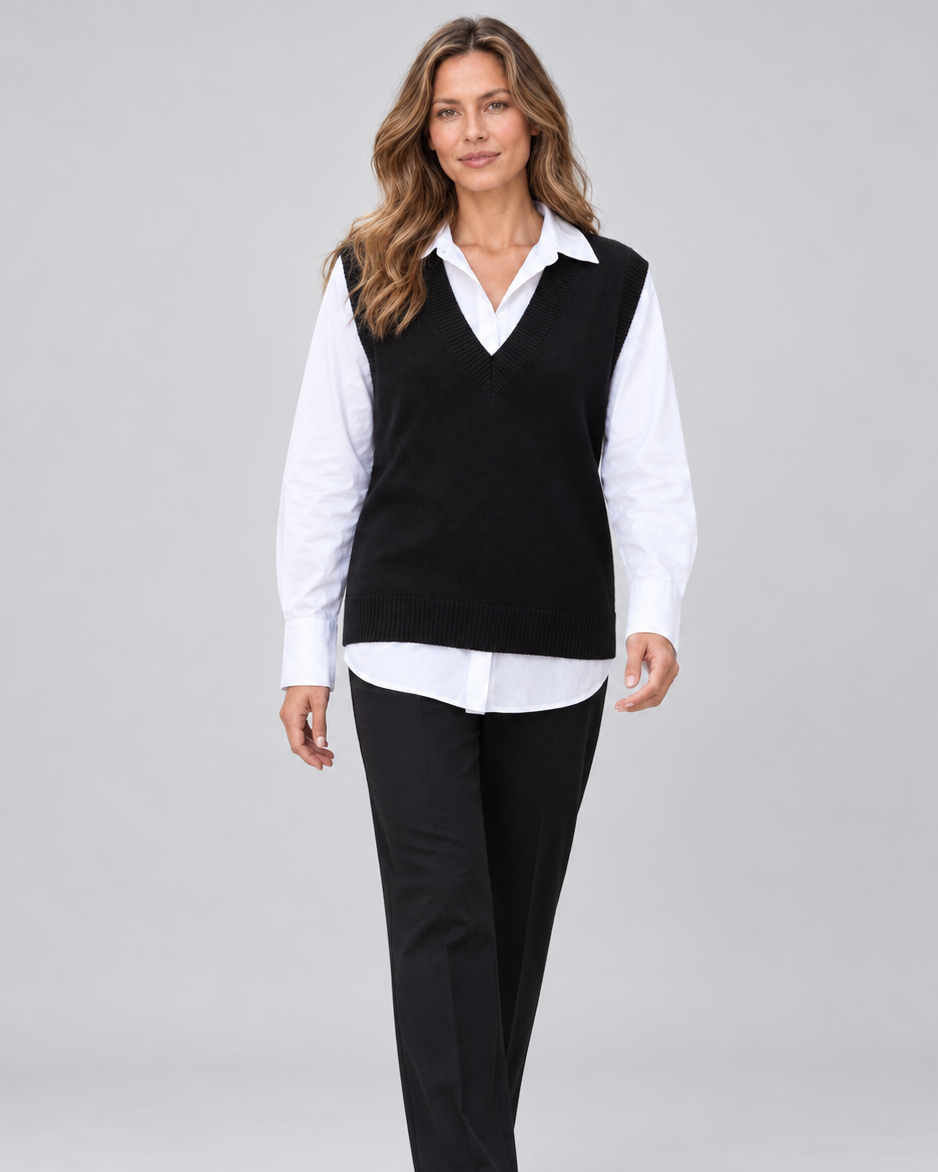 Women's V Neck Sleeveless Knit Sweater
