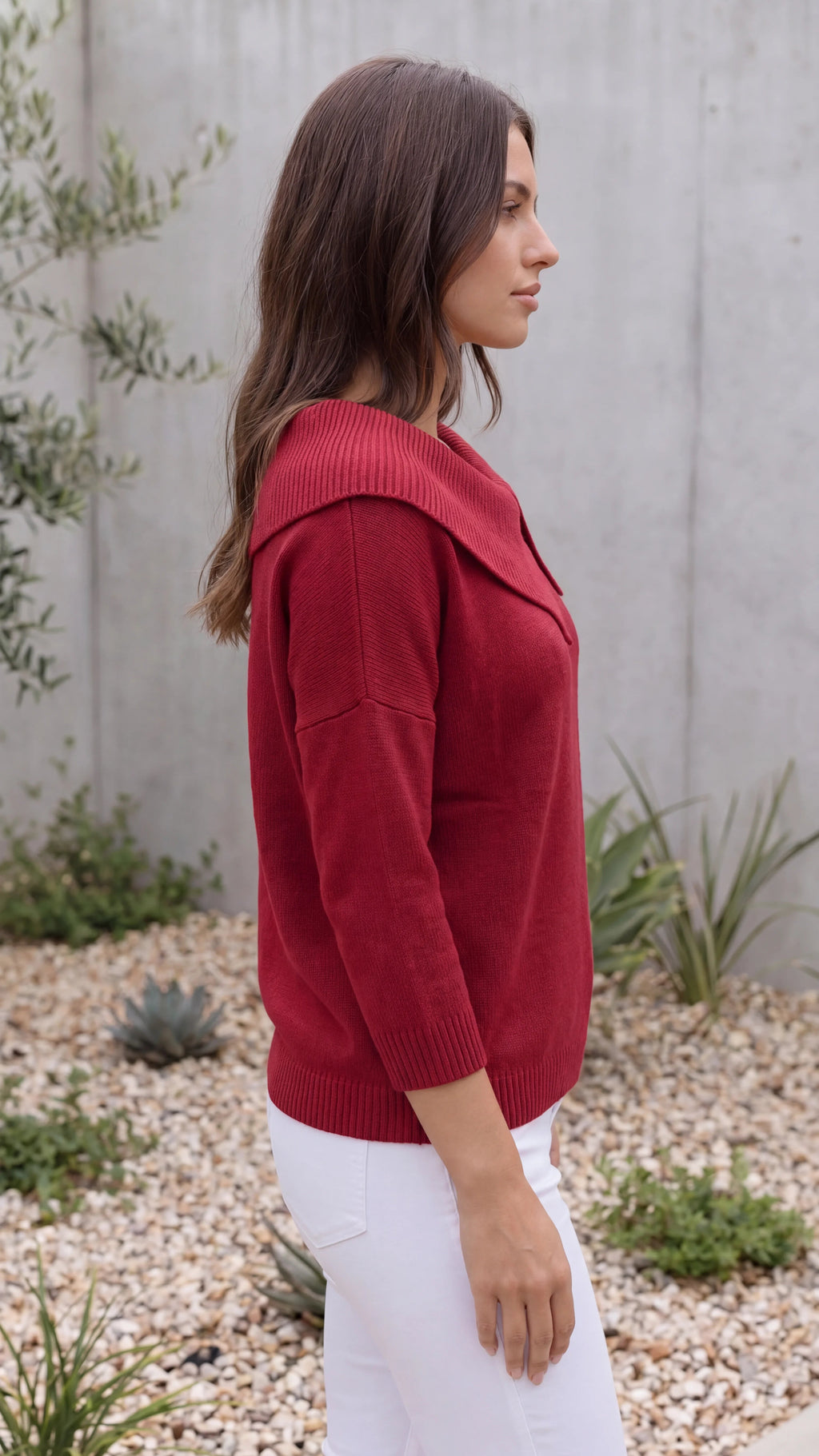 Women's Statement Collar Long Sleeve Knit Jumper