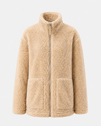 Women's Oversized Teddy Fleece Jacket with Zip Front and Pockets