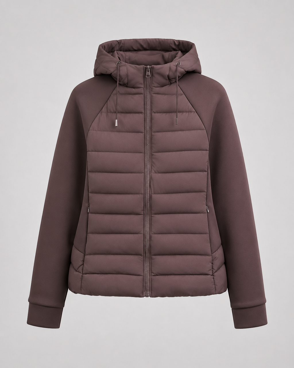 Women's Hooded Quilted Puffer Jacket with Zip Front