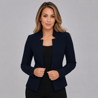 Women's Fitted Open Front Blazer with Notch Neckline