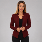Women's Fitted Open Front Blazer with Notch Neckline