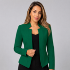 Women's Fitted Open Front Blazer with Notch Neckline