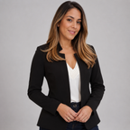 Women's Fitted Open Front Blazer with Notch Neckline