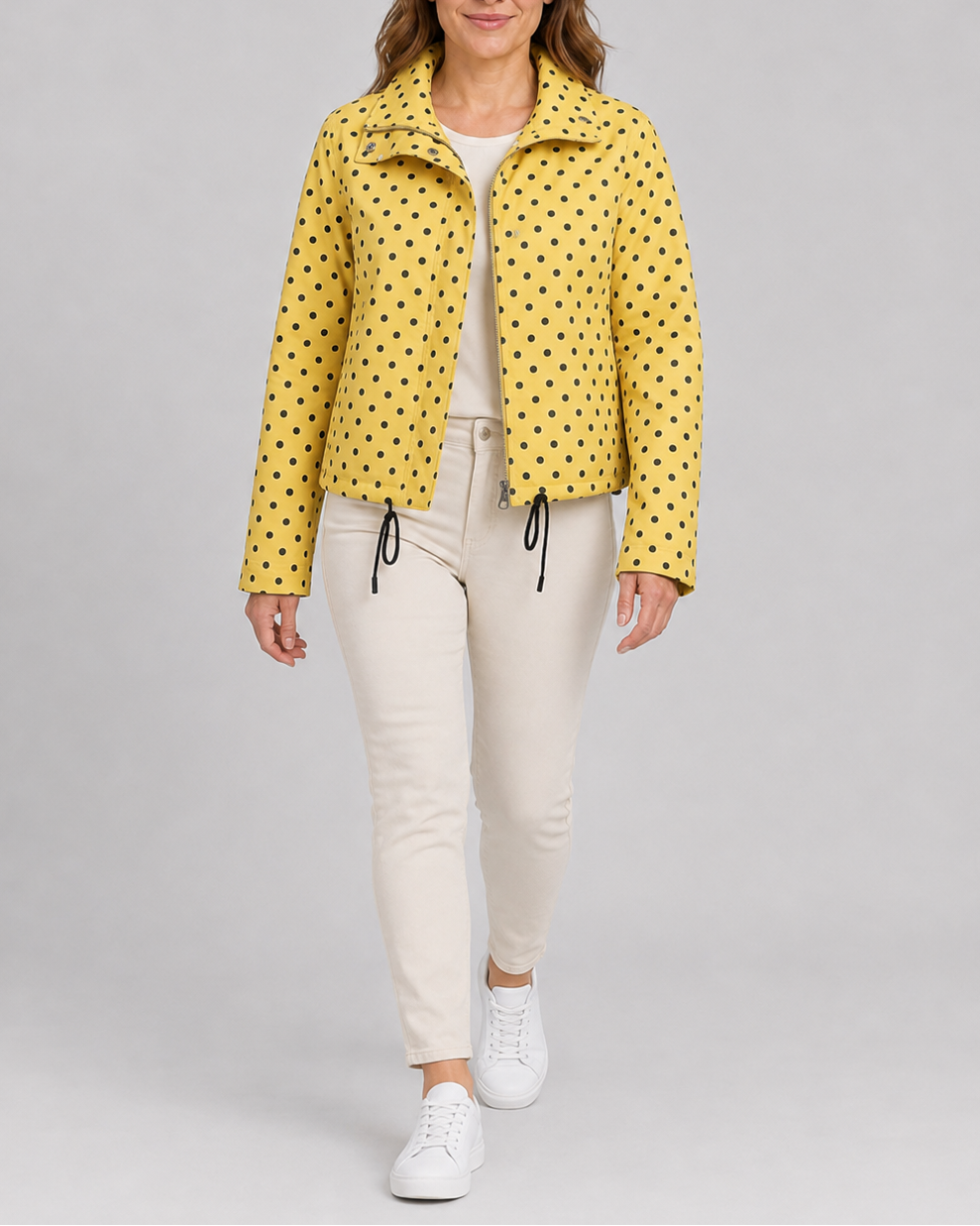 Women's Polka Dot Zip Up Transitional Jacket