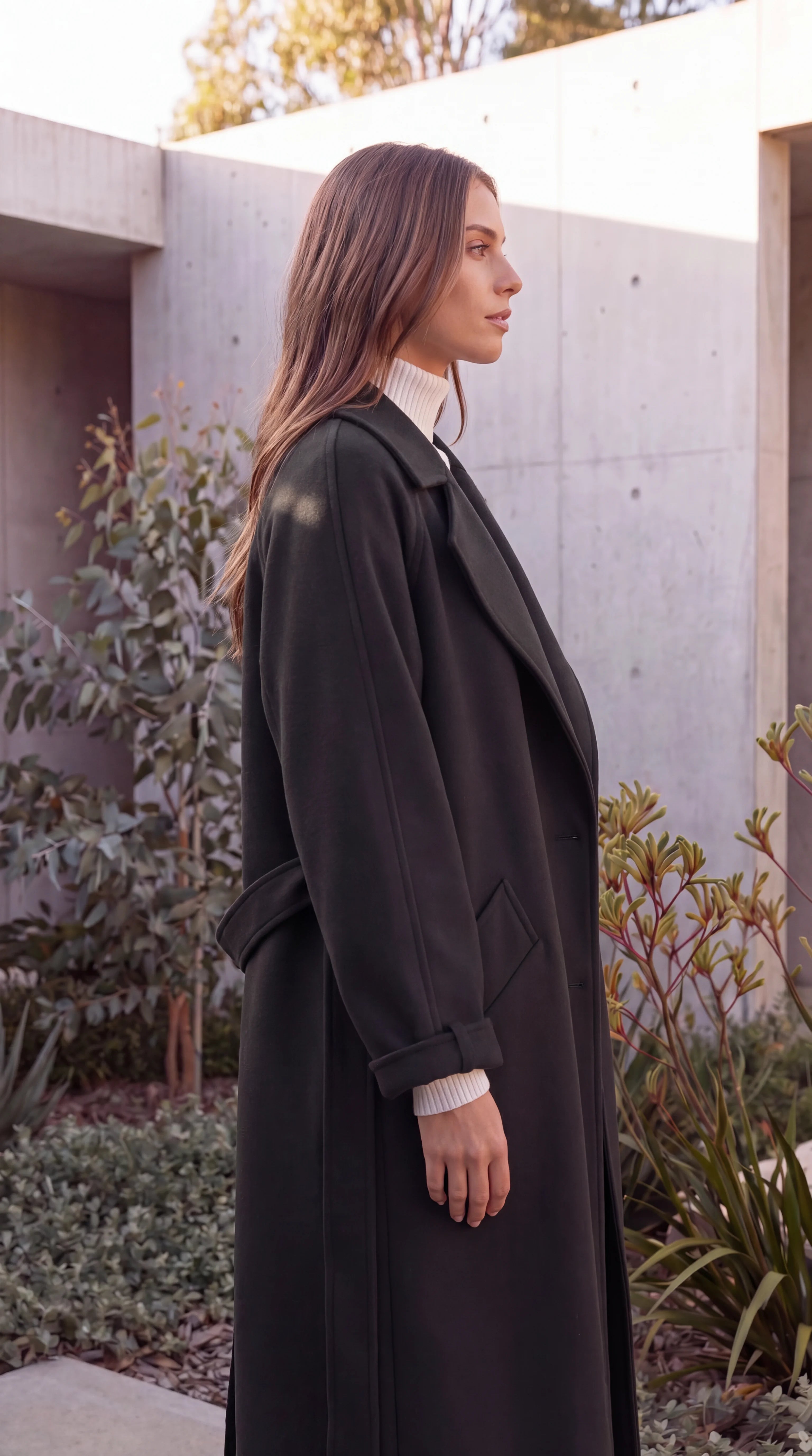 Women's Lapel Collar Double-Breasted Longline Winter Coat