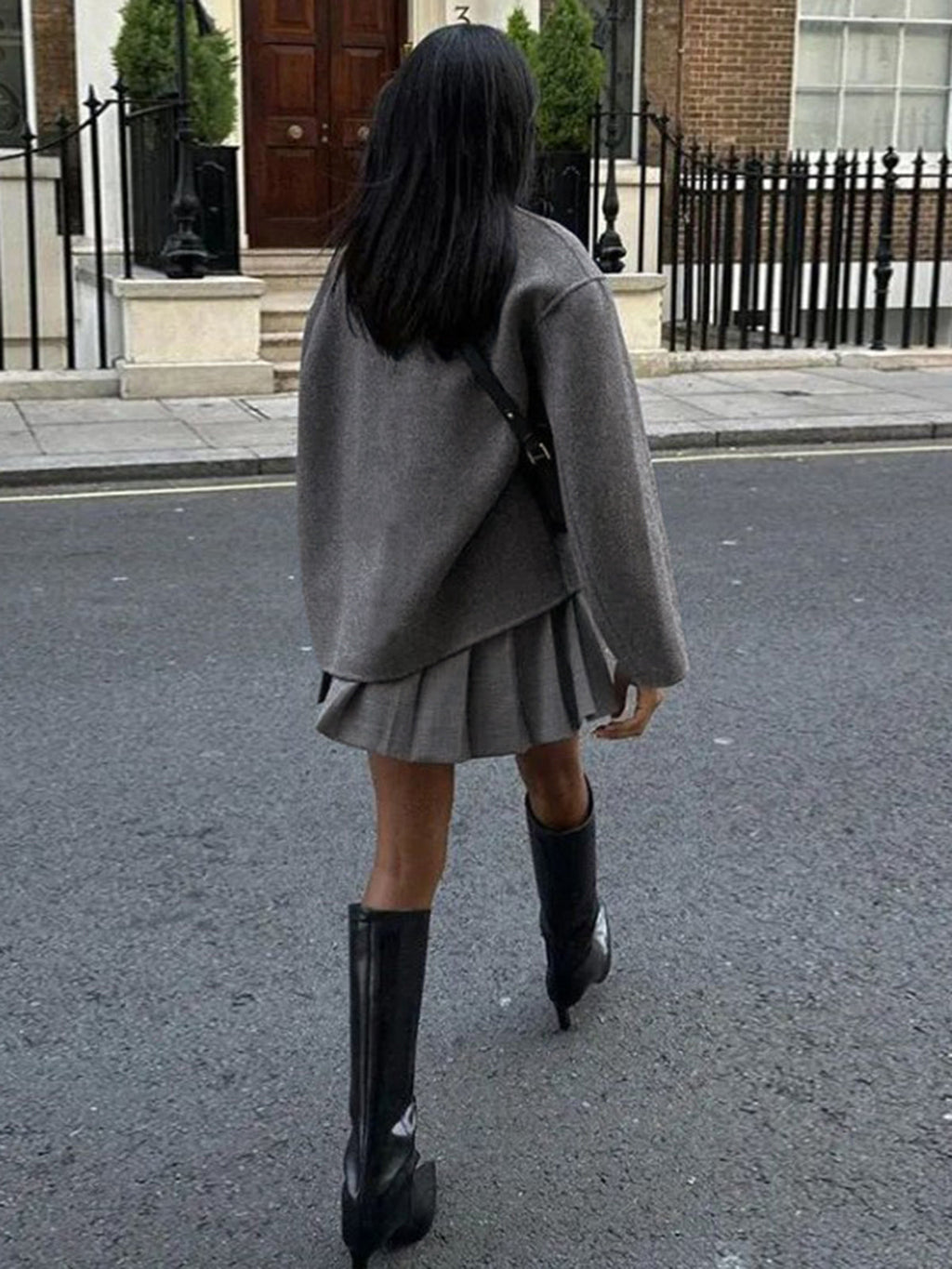 Women's Oversized Double Breasted Short Coat with Stand Collar